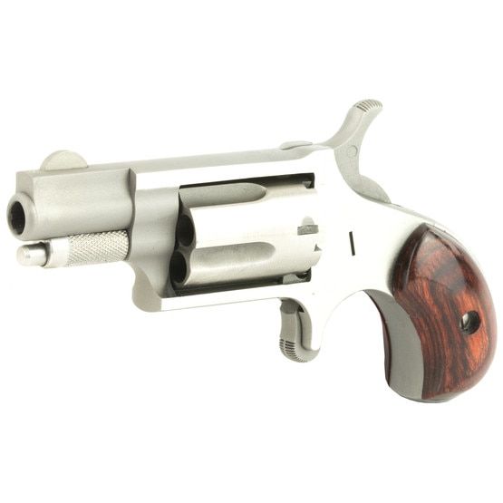 NAA Mini Revolver .22 long rifle features fixed sights and 5 round cylinder